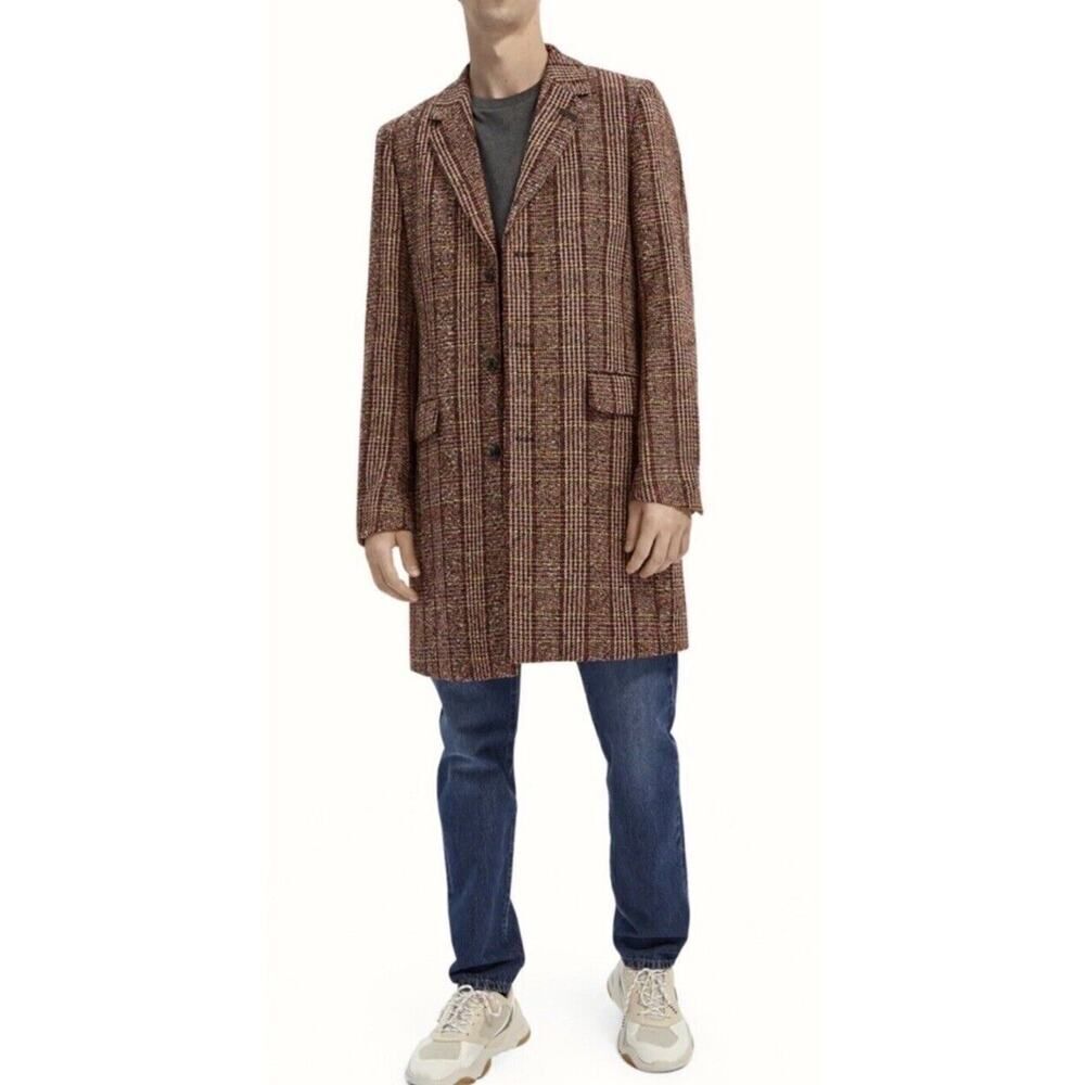 Scotch & Soda Brown Plaid Pea Coat - Picture 14 of 14